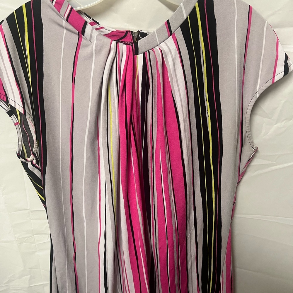 Worthington Pink, Black, and Yellow Striped blouse